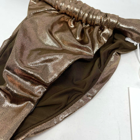 Good American Foil Ruched Bikini Bottom Mocha Foil Size 3 US Large - Picture 8 of 9